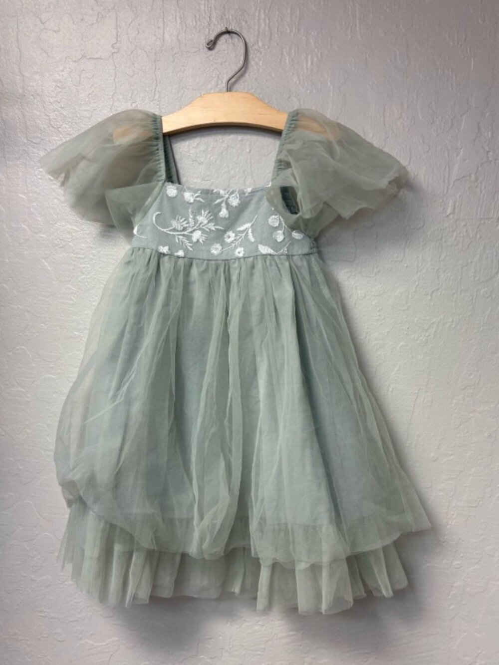$35 ADD ON indigo blue tulle dress with floral embroidery 4Y Zara Janie and Jack
